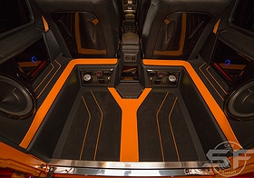 Mercedes Benz G63 AMG тюнинг, установка аудиосистемы и раздельный задний ряд. sf-audio sf-design в автомобили w463 w464