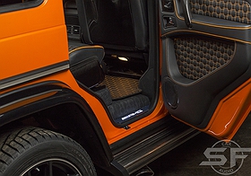 Mercedes Benz G63 AMG тюнинг, установка аудиосистемы и раздельный задний ряд. sf-audio sf-design в автомобили w463 w464 Автозвук highend